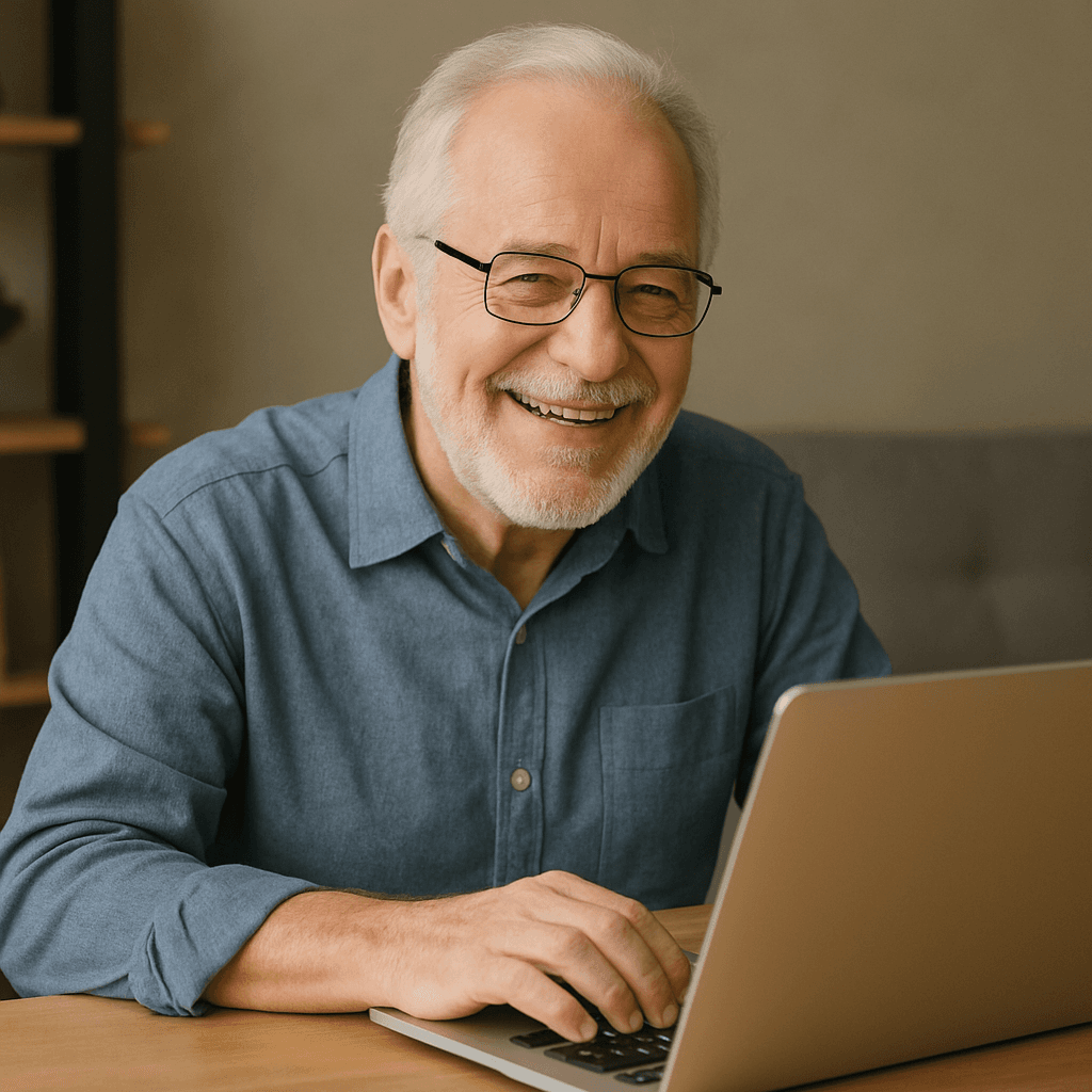 Professionele man doet VvE administratie makkelijk op laptop - zelf besturen